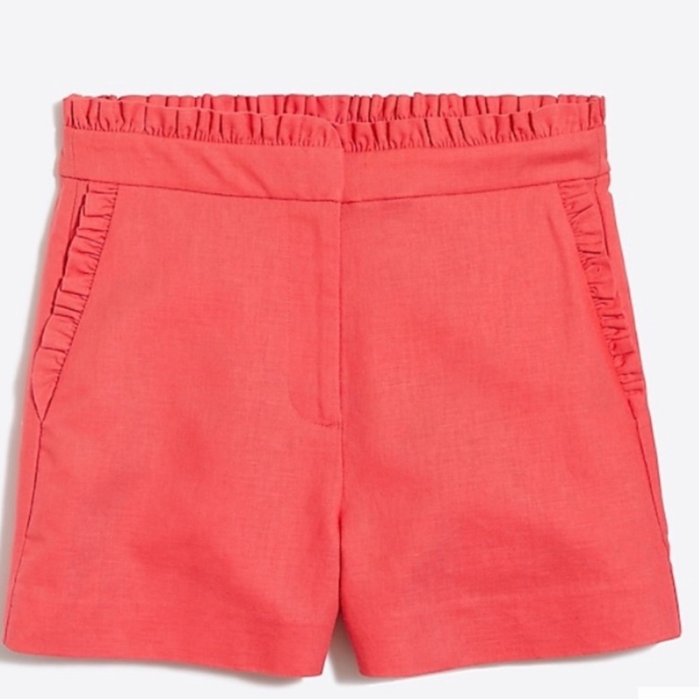 J crew pink papaya ruffle shorts size 00